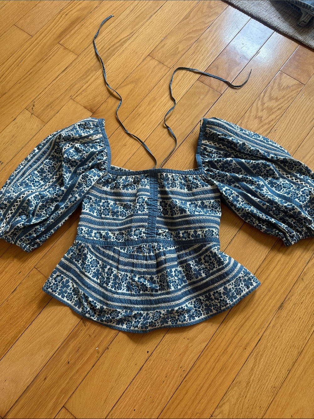 SEA Peplum Puff Sleeve Women's Top